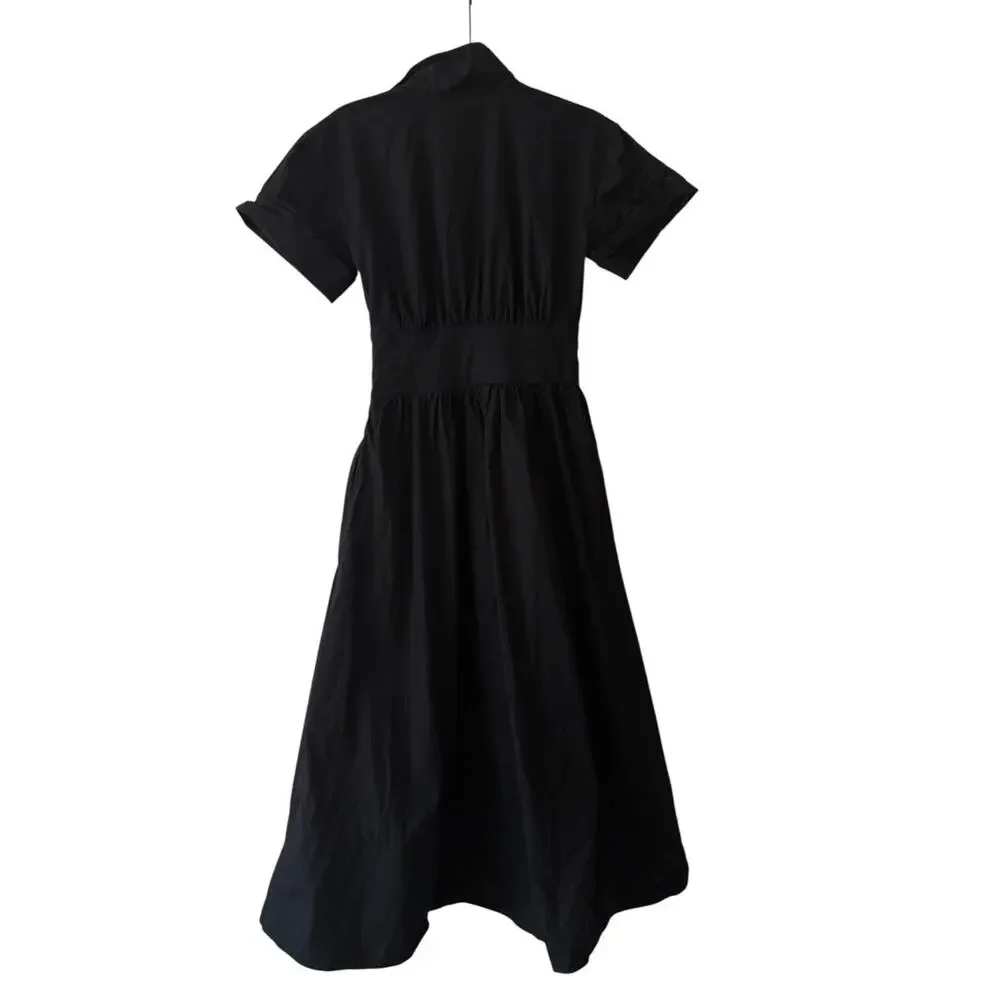 j.‎ crew fitted-waist shirtdress stretch cotton poplin black by926 women size 00